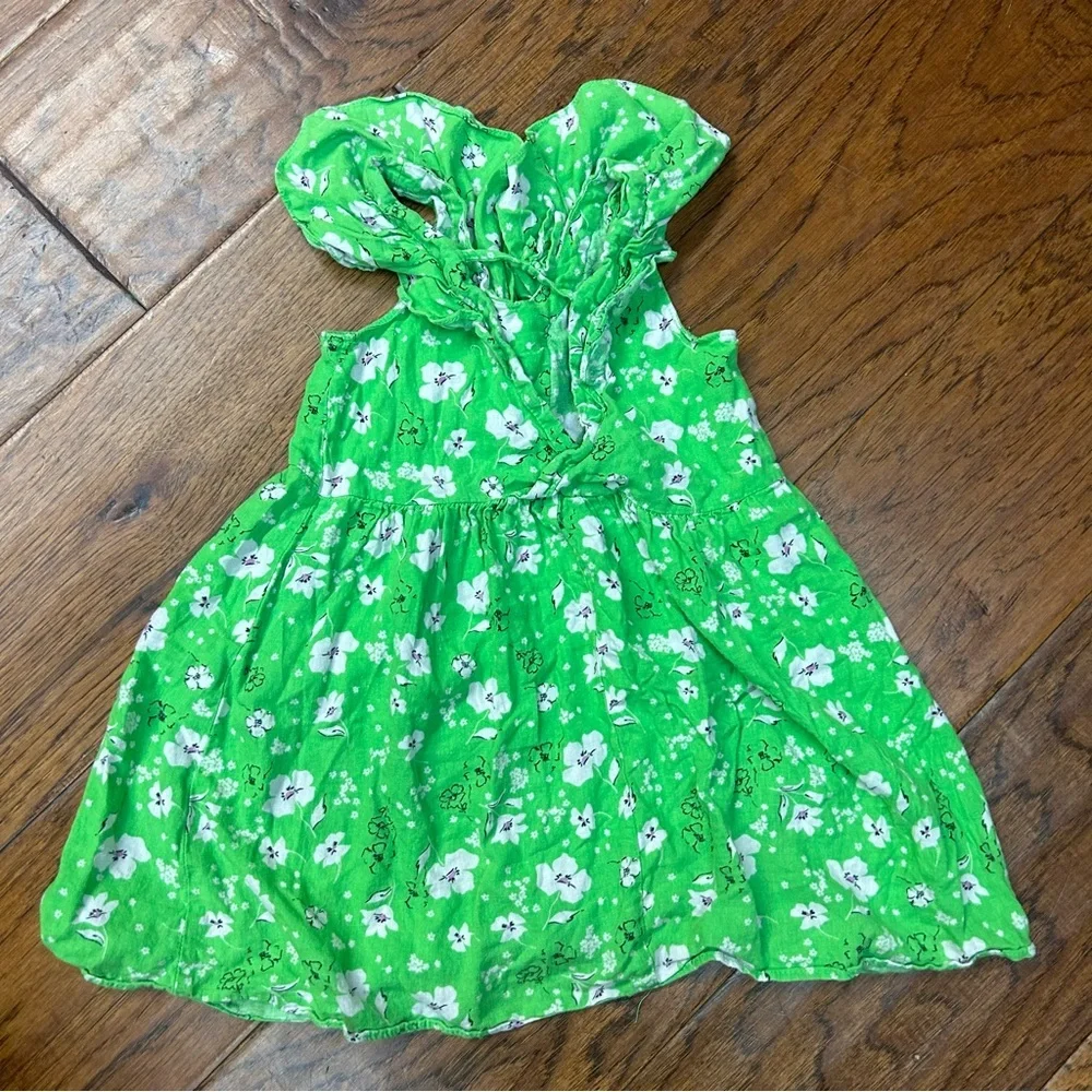 Zara girls Green Floral linen‎ Casual Dress